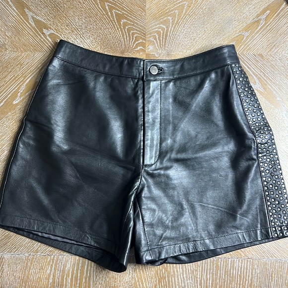 Sara Berman Pants - SARA BERMAN Black Leather Studded Shorts S